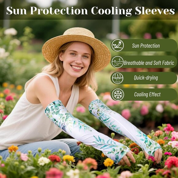 Gardening Sleeves for Women Sun Protection Cooling Arm Cooling Sleeves for Garde - Picture 5 of 7